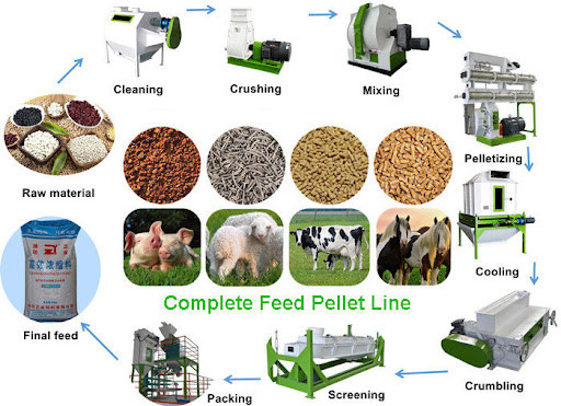1-10 TPH Livestock Poultry Feed Production Line Animal Feed Processing Machine