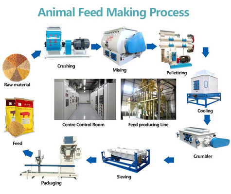 15TPH To 18TPH Poultry Feed Production Line Grain Crushing Mixing Machine